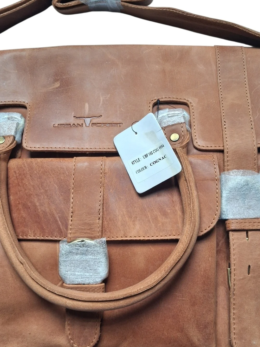 Urban Forest Leather Briefcase Messenger Laptop Bag Cognac Business Satchel NWT